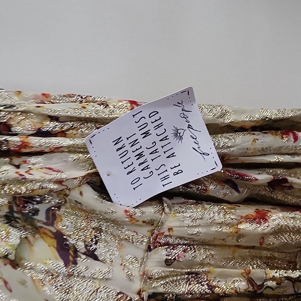 Rococo Sand Cara Mini Dress metallic gold floral free people womens Size large - Picture 7 of 15